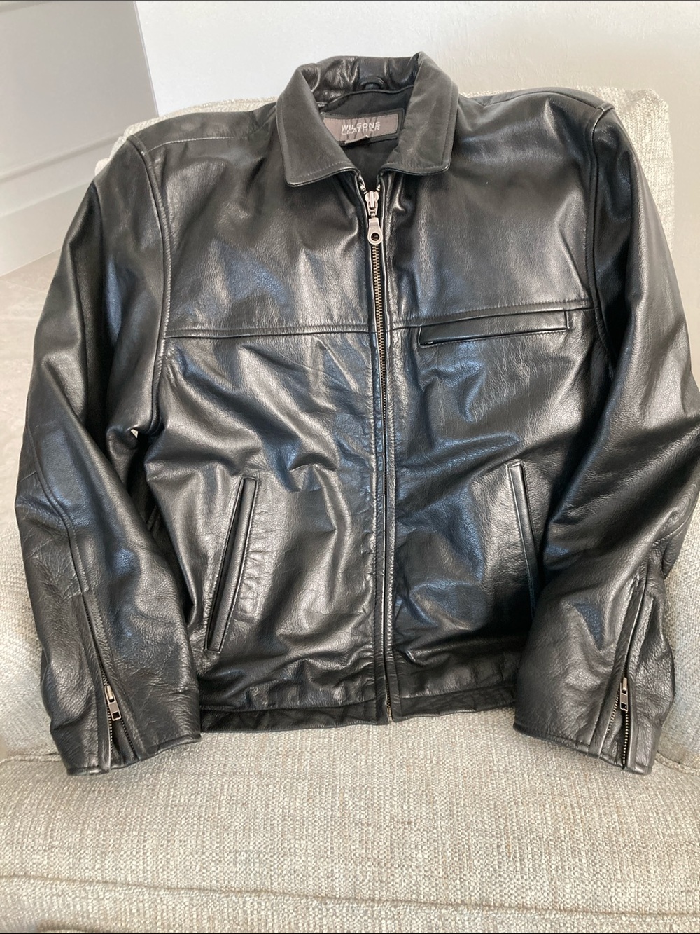 Men’s Black Leather BomberJacket by Wilson Leather